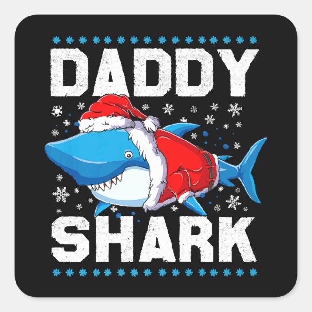 Daddy Shark Santa Fathers Day Square Sticker (Front)