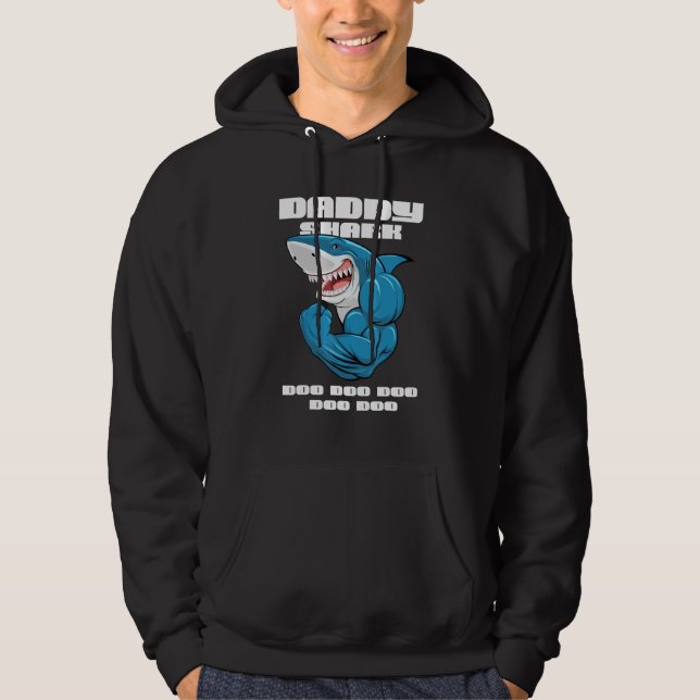 Daddy Shark Shark Fish Father  Dad Hoodie (Front)