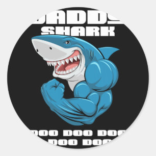 Daddy Shark Shirt Funny Fathers Day Gift For Kids  Classic Round Sticker