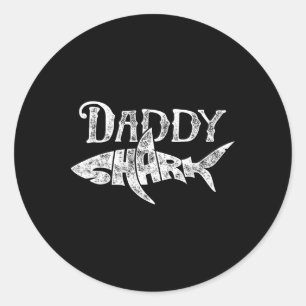 Daddy Shark T Shirt Fathers Day Gifts Family Match Classic Round Sticker
