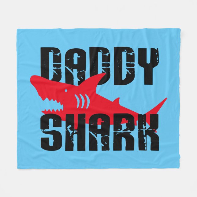 Daddy Shark Worn Graphic Fleece Blanket (Front (Horizontal))