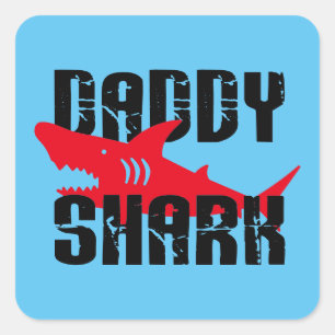 Daddy Shark Worn Graphic Square Sticker