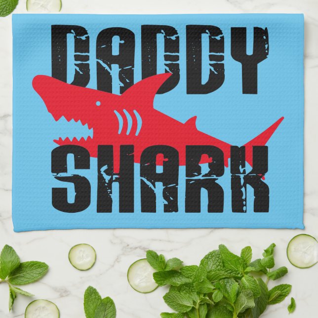 Daddy Shark Worn Graphic Tea Towel (Folded)