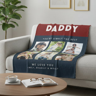 Daddy Simply The Best Photo Collage Personalised Fleece Blanket