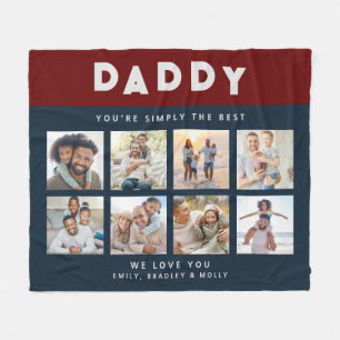 Daddy Simply The Best Photo Collage Personalised Fleece Blanket