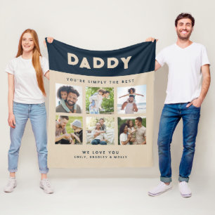 Daddy Simply The Best Photo Collage Personalised Fleece Blanket