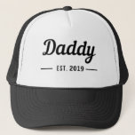Daddy since text trucker hat<br><div class="desc">Add custom year,  daddy since black text on white background.</div>