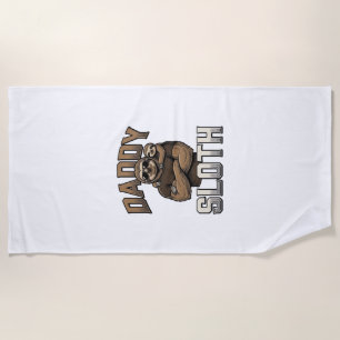 Daddy Sloth Funny Family Vintage Engraving Shirt_1 Beach Towel