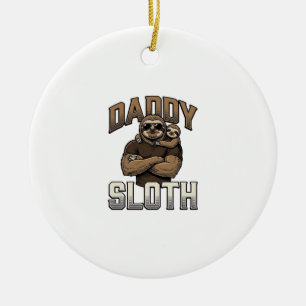 Daddy Sloth Funny Family Vintage Engraving Shirt_1 Ceramic Ornament