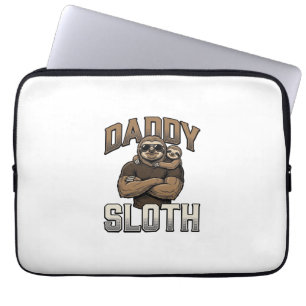 Daddy Sloth Funny Family Vintage Engraving Shirt_1 Laptop Sleeve