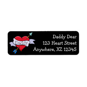 Daddy Tat Heart Return Address Label