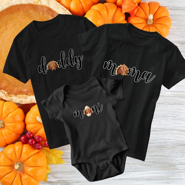 Daddy Thanksgiving Little Turkey Matching T-Shirt (Creator Uploaded)