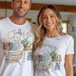 Daddy to Be Boho Nursery Baby Clothes T-Shirt<br><div class="desc">Daddy to Be t-shirt for your baby shower, gender reveal, pregnancy announcement etc. You can customise the text to read it's a girl or it's a boy, papa to be or new dad for example. This design has nursery themed illustrations including bassinet and baby blanket, baby clothes and wooden toys....</div>