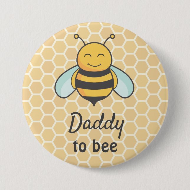 Daddy to be Father Dad Bumblebee Bee Baby Shower 7.5 Cm Round Badge (Front)