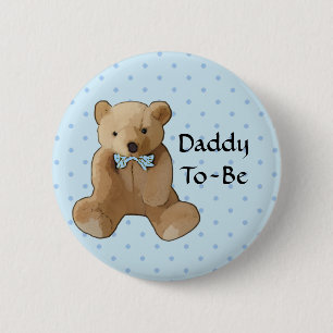 Daddy To Be Teddy Bear Baby Shower Button