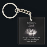 Daddy to Be Ultrasound Pregnancy Announcement Key Ring<br><div class="desc">Gift expecting dads a touching tribute to fatherhood with our "To Daddy, you can carry me now" keychain, personalised with an ultrasound sonogram photo. This Father's Day, offer a sentimental keepsake that allows fathers to carry the anticipation and excitement for their first baby wherever they go—a constant reminder of the...</div>