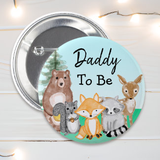 Daddy To Be | Woodland Creatures Baby Shower 6 Cm Round Badge