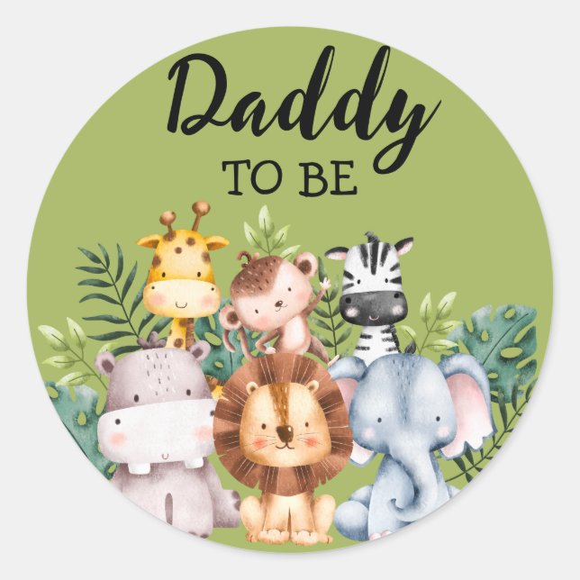 Daddy To Be | Woodland Creatures Baby Shower Classic Round Sticker (Front)