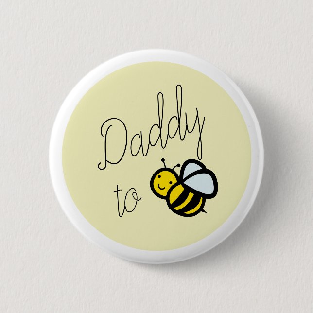 Daddy to Bee Dad Baby Shower Yellow Button (Front)