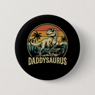 Daddy Trex Dinosaur Daddysaurus Retro Fathers Day 6 Cm Round Badge
