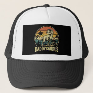 Daddy Trex Dinosaur Daddysaurus Retro Fathers Day Trucker Hat