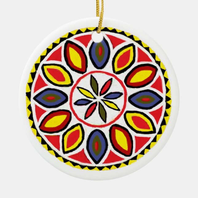 Daddy & Triple Star Hex Ceramic Ornament (Front)