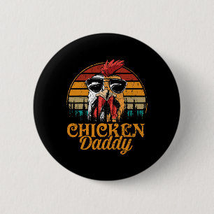 Daddy Vintage Poultry Farmer Funny Fathers Day Men 6 Cm Round Badge