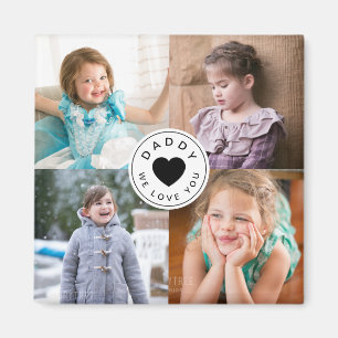 Daddy We Love You Cute Heart Kids Photo Collage Magnet