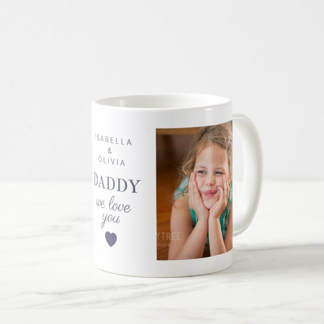 Daddy We Love You Cute Heart Kids Photos Coffee Mug (Front Right)