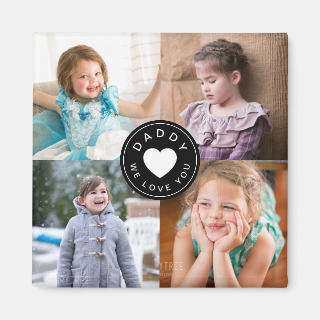 Daddy We Love You Cute Kids Photo Collage  Magnet (Front)