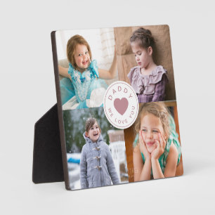 Daddy We Love You Cute Pink Heart 4 Photos Plaque