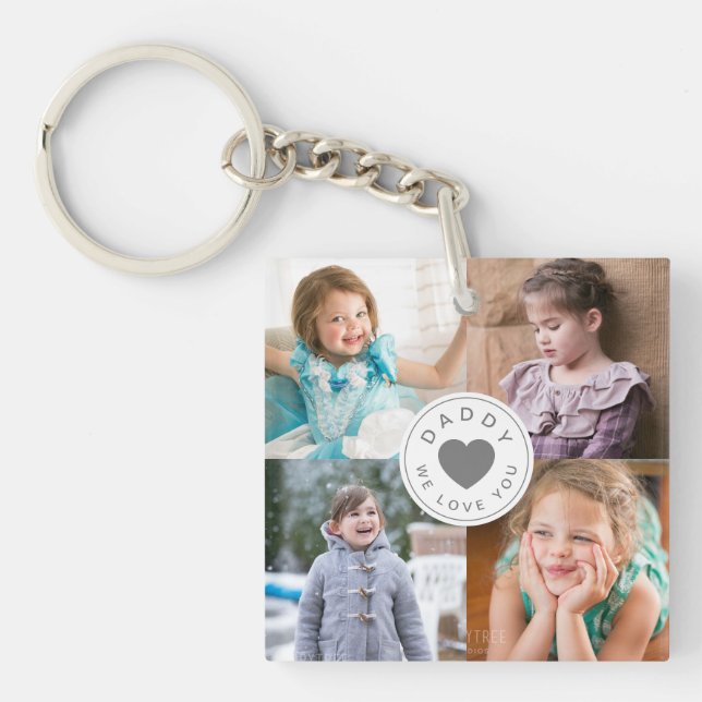 Daddy We Love You Kids Photo Collage  Key Ring (Front)