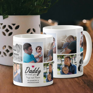 Daddy we love you Script Father Kids Photo Collage Coffee Mug