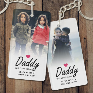 Daddy we love you Script Father Photo Keepsake Key Ring