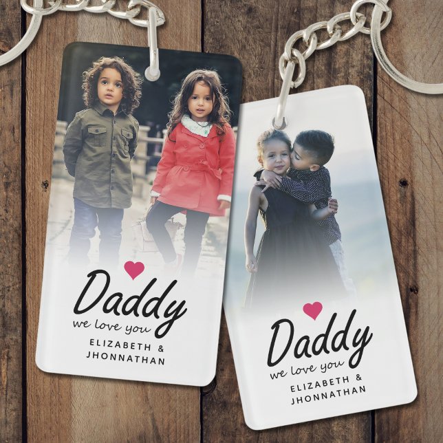 Daddy we love you Script Father Photo Keepsake Key Ring (Creator Uploaded)