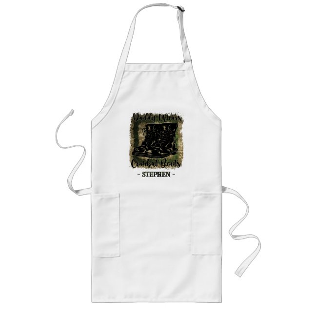 Daddy Wears Combat Boots – Military-Inspired Long Apron (Front)