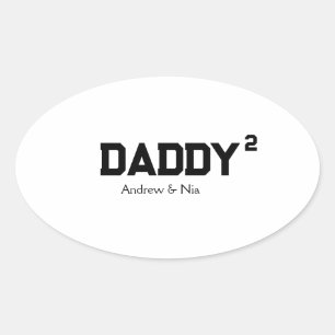 Daddy with custom children name oval sticker