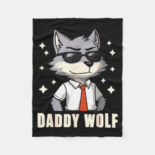 Daddy Wolf Fathers Day Dad Papa Cute Animal Family Fleece Blanket