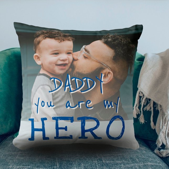 Daddy you are my Hero Father Family Photo Cushion (Creator Uploaded)