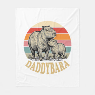 Daddybara Capybara Dad Vintage Sunset Shirt_1 Fleece Blanket