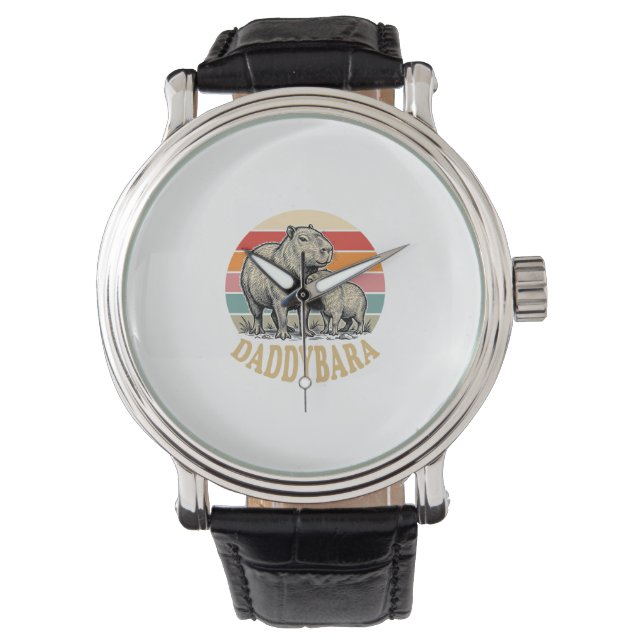 Daddybara Capybara Dad Vintage Sunset Shirt_1 Watch (Front)