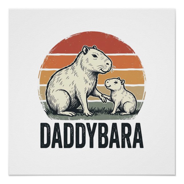 Daddybara Capybara Vintage Sunset Shirt Design_1 Poster (Front)