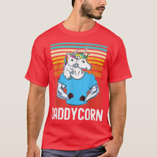 Daddycorn Muscle Unicorn Dad and Baby Sunset Fathe T-Shirt