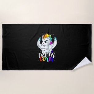 Daddycorn Unicorn Dad Daddy Man Unique Family Chri Beach Towel