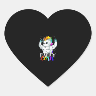 Daddycorn Unicorn Dad Daddy Man Unique Family Chri Heart Sticker