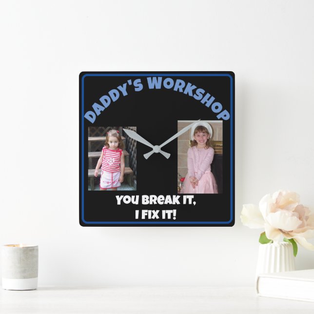 Daddy's 'Add Your Name' Square Wall Clock (Home)