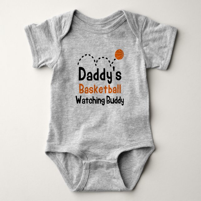 Daddy's Basketball Watching Buddy Baby Bodysuit (Front)