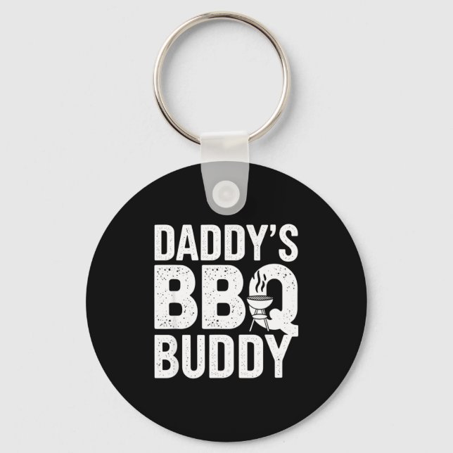 Daddy's bbq buddy funny grilling text graphic key ring (Front)