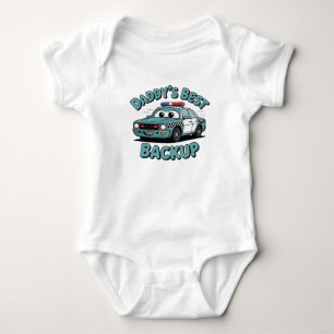 Daddy's Best Backup Baby (Police Car Design) Bodysuit