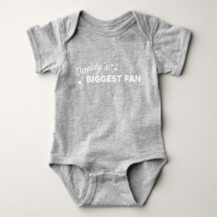 Daddy's Biggest Fan in White Text   Cute Baby Bodysuit